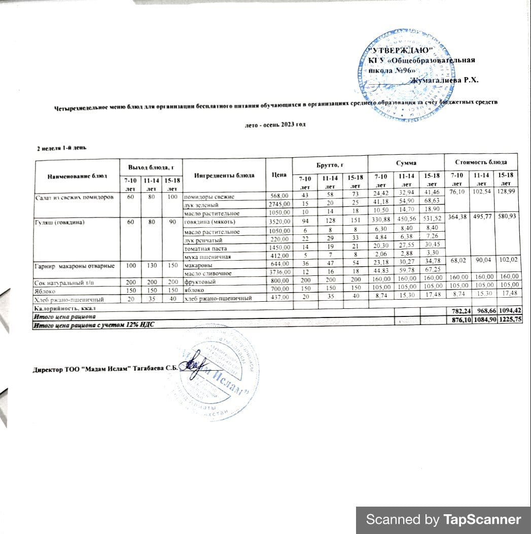 Меню лето-весна  2023  2 неделя  1-5 день