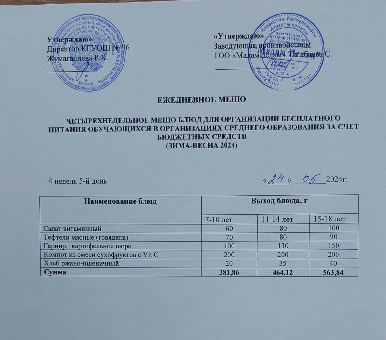 "Ас мәзірі 24.05.2024""