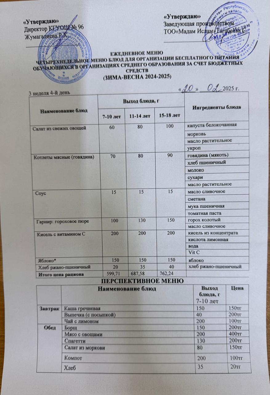 "Меню 20.02.2025"