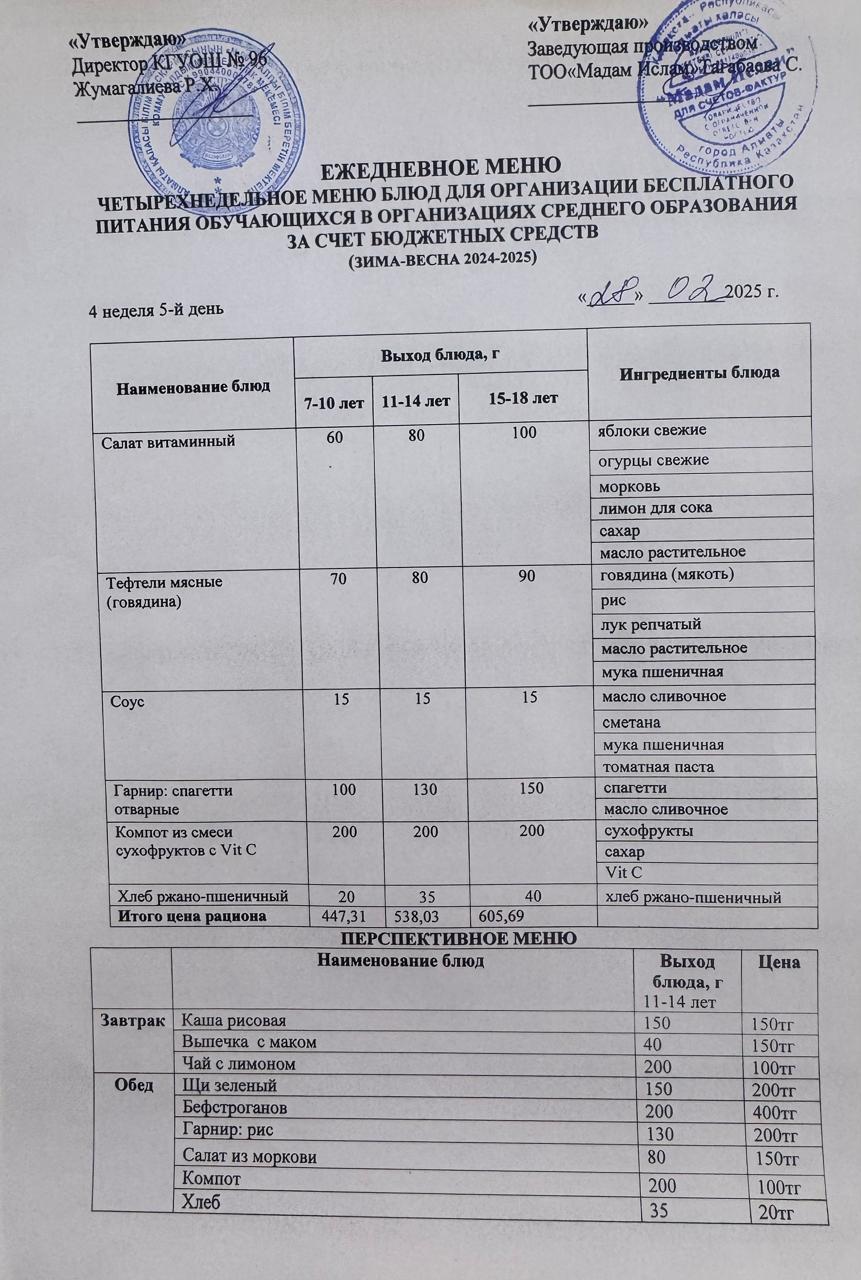 "Меню 28.02.2025"