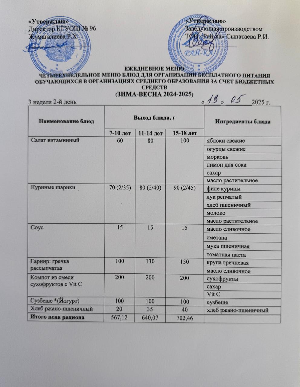 "Меню 13.05.2025"