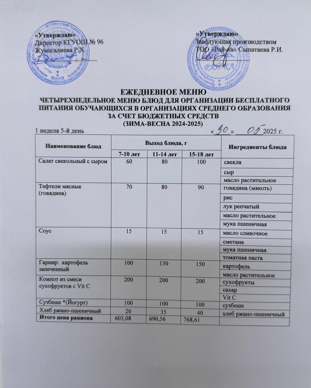 "Меню 30.05.2025"